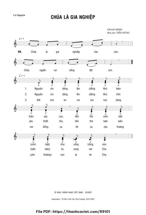 Chúa là gia nghiệp - Lm. Gioan Minh (Hòa âm: Lm. Tiến Dũng) - trang 1