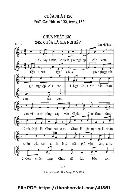 Chúa là gia nghiệp [Tv 15, CN13 TNC] – - Lm. Mi Trầm - trang 1