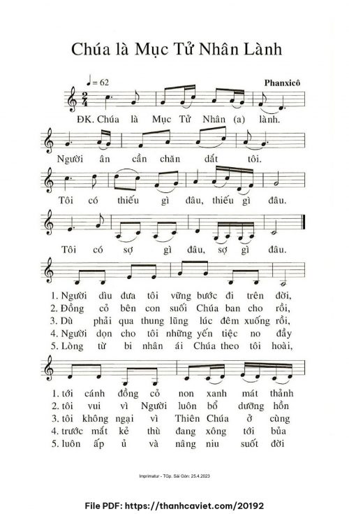 Chúa là mục tử nhân lành - Phanxicô - trang 1