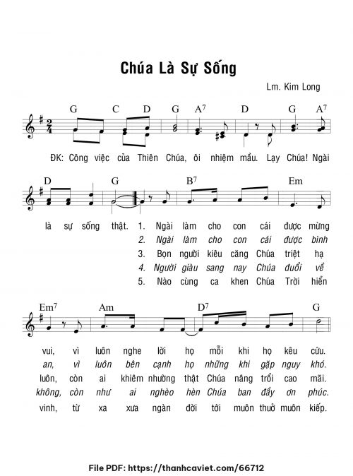 Chúa là sự sống - Lm. Kim Long - trang 1