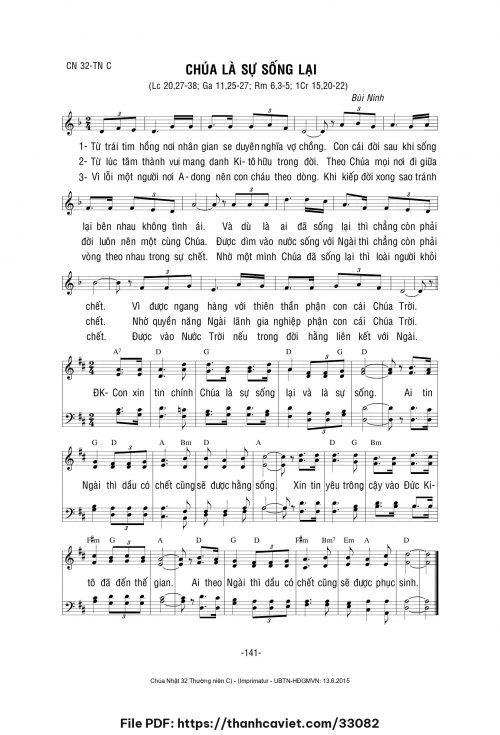 Chúa là sự sống lại - Lm. Bùi Ninh - trang 1