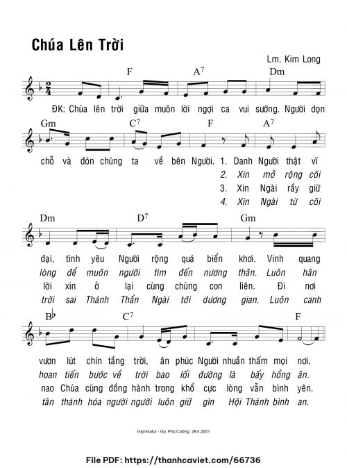 Chúa lên trời - Lm. Kim Long - trang 1