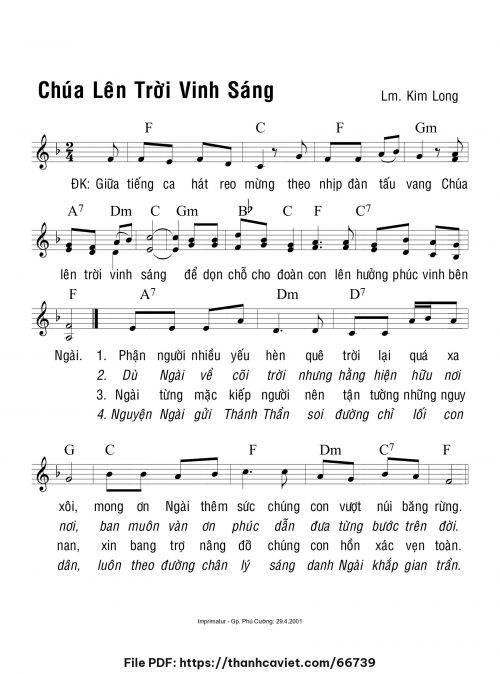 Chúa lên trời vinh sáng - Lm. Kim Long - trang 1
