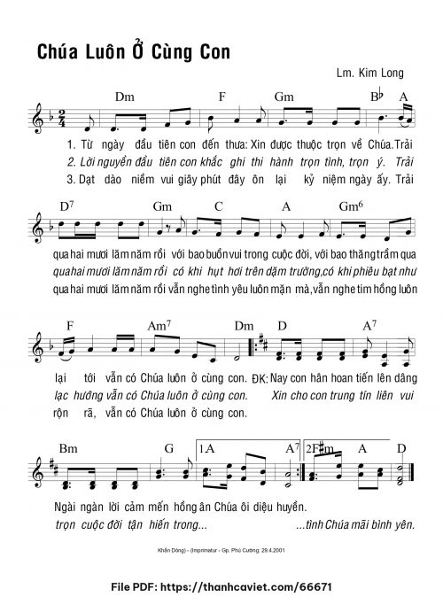 Chúa luôn ở cùng con - Lm. Kim Long - trang 1