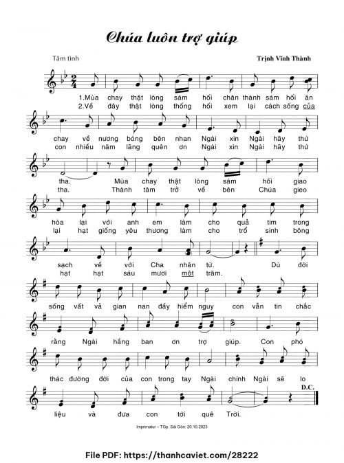 Chúa luôn trợ giúp - Trịnh Vĩnh Thành - trang 1