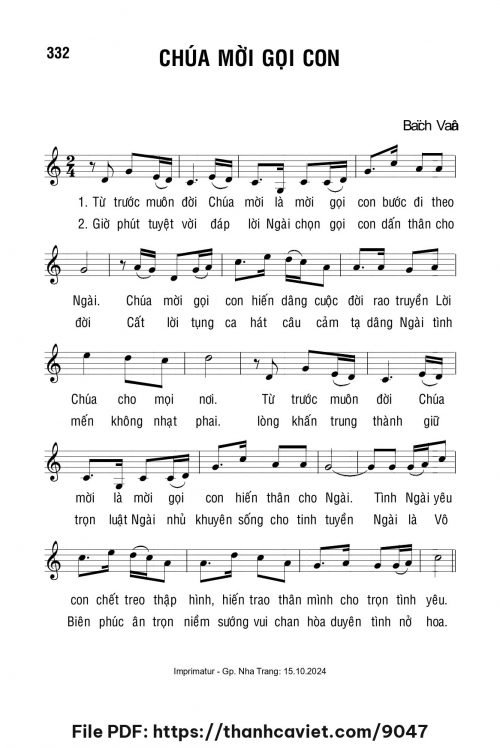 Chúa mời gọi con - Lm. Bạch Vân - trang 1