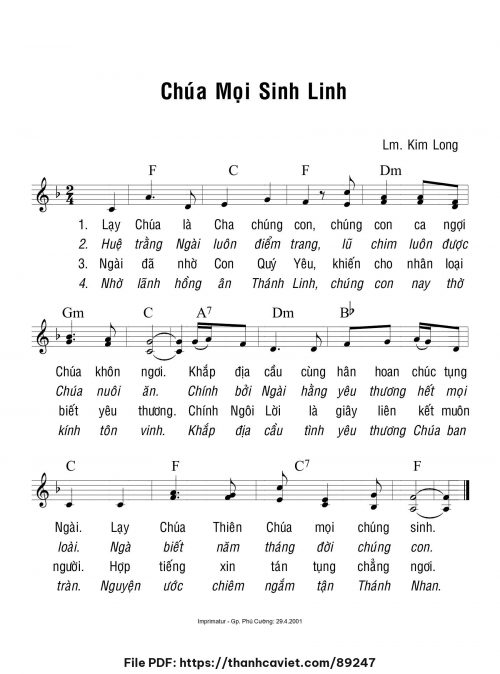 Chúa mọi sinh linh - Lm. Kim Long - trang 1