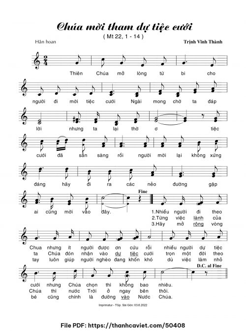 Chúa mời tham dự tiệc cưới - Trịnh Vĩnh Thành - trang 1