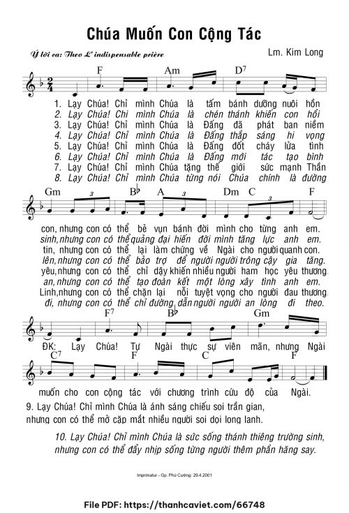 Chúa muốn con cộng tác - Lm. Kim Long - trang 1