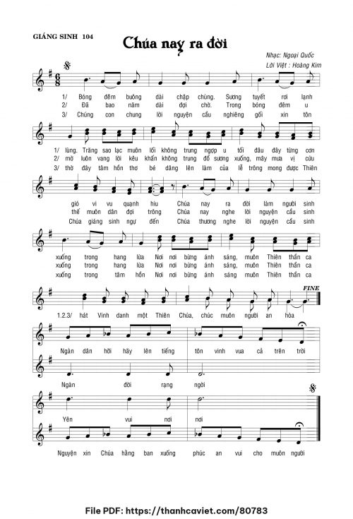 Chúa nay ra đời - Lm. Hoàng Kim - trang 1