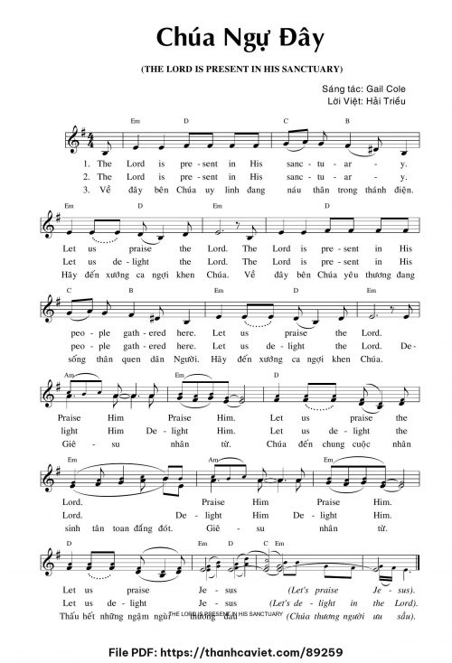 Chúa ngự đây - Hải Triều (Nhạc Ngoại, lời Việt) - trang 1