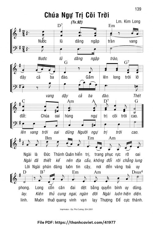 Chúa ngự trị cõi trời - Lm. Kim Long - trang 1