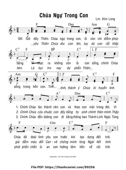 Chúa ngự trong con - Lm. Kim Long - trang 1