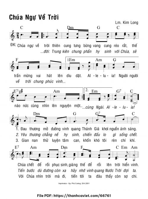 Chúa ngự về trời - Lm. Kim Long - trang 1