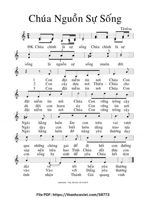 Chúa nguồn sự sống - Sr. Têrêsa - trang 1