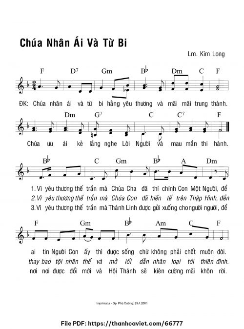 Chúa nhân ái và từ bi - Lm. Kim Long - trang 1
