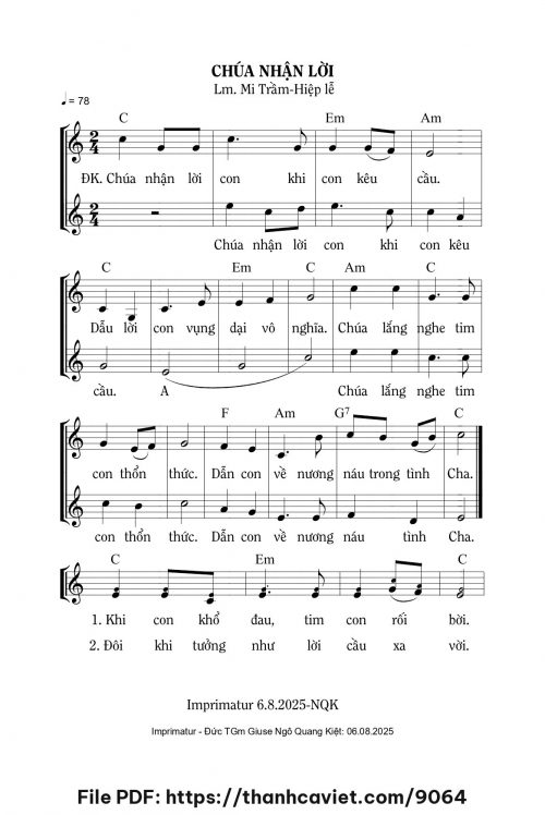 Chúa nhận lời - Lm. Mi Trầm - trang 1