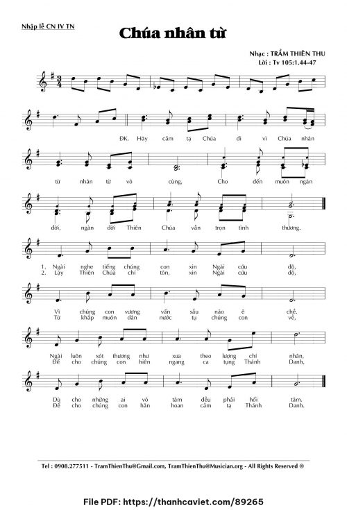 Chúa nhân từ - Trầm Thiên Thu - trang 1