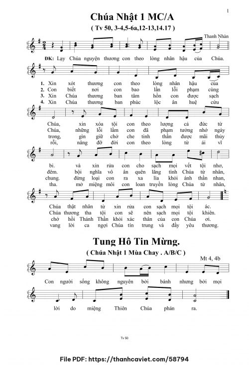 Chúa Nhật 1 MCA - Thanh Nhàn - trang 1