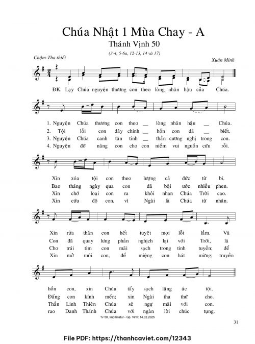Chúa Nhật 1 Mùa Chay A - Xuân Minh - trang 1