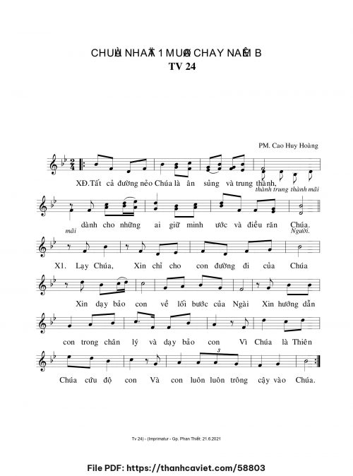 Chúa Nhật 1 Mùa Chay năm B - Cao Huy Hoàng - trang 1