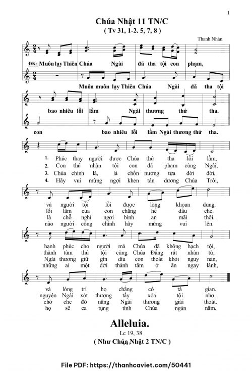 Chúa Nhật 11 Thường Niên năm C - Thanh Nhàn - trang 1
