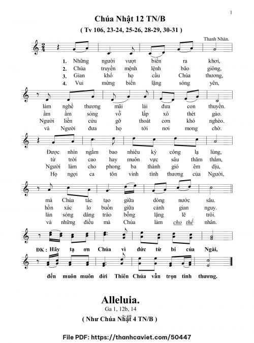 Chúa Nhật 12 Thường Niên năm B - Thanh Nhàn - trang 1
