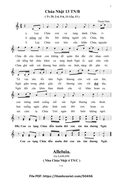 Chúa Nhật 13 Thường Niên năm B - Thanh Nhàn - trang 1