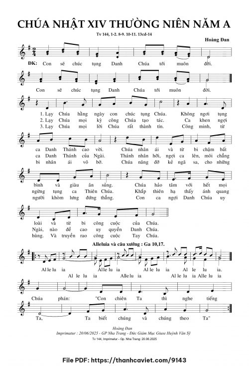 Chúa Nhật 14 Thường Niên năm A - Hoàng Đan - trang 1
