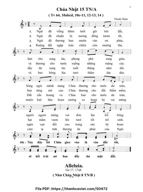 Chúa Nhật 15 Thường Niên năm A - Thanh Nhàn - trang 1