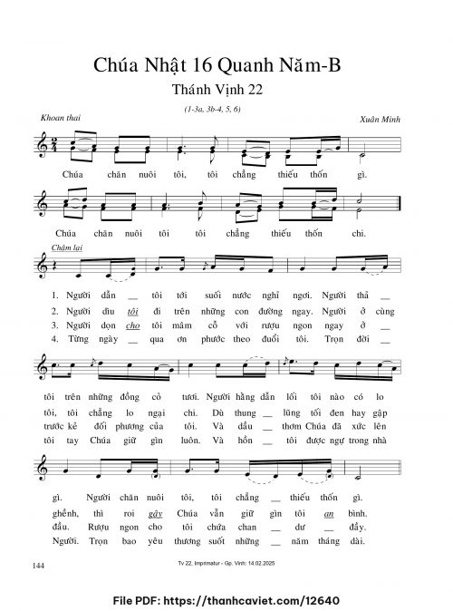 Chúa Nhật 16 Quanh năm B - Xuân Minh - trang 1