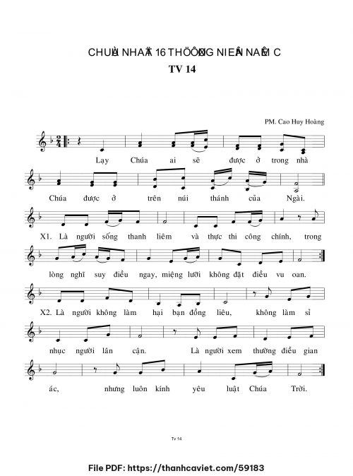 Chúa Nhật 16 Thường Niên năm C - Cao Huy Hoàng - trang 1