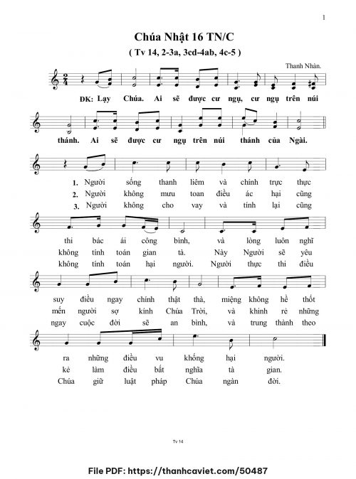 Chúa Nhật 16 Thường Niên năm C - Thanh Thanh - trang 1