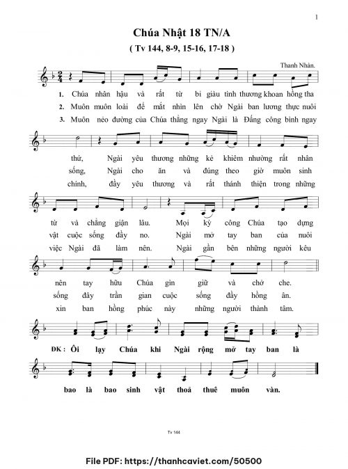 Chúa Nhật 18 Thường Niên năm A - Thanh Nhàn - trang 1