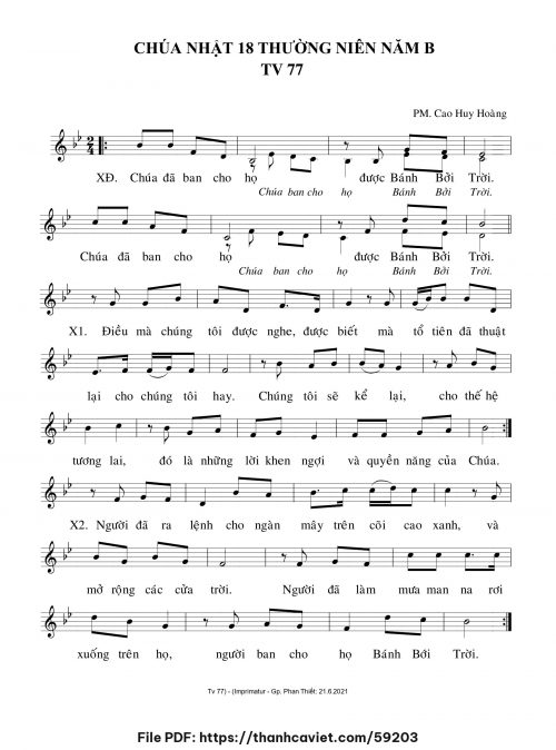 Chúa Nhật 18 Thường Niên năm B - Cao Huy Hoàng - trang 1