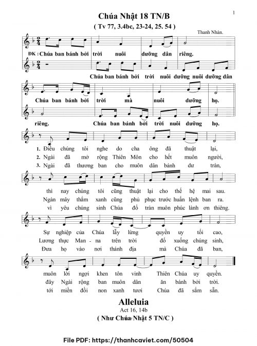 Chúa Nhật 18 Thường Niên năm B - Thanh Nhàn - trang 1