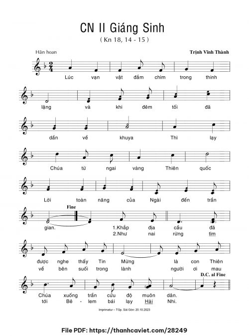 Chúa Nhật 2 Giáng Sinh - Trịnh Vĩnh Thành - trang 1