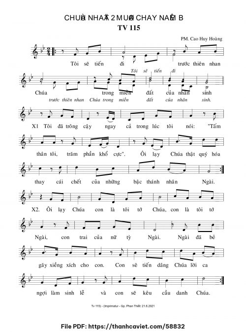 Chúa Nhật 2 Mùa Chay năm B - Cao Huy Hoàng - trang 1