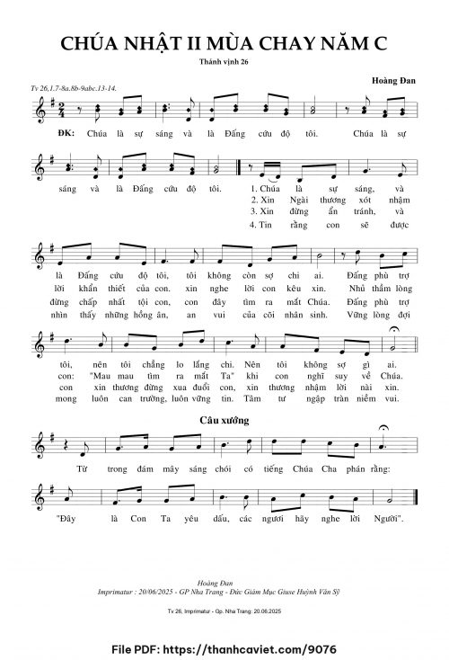 Chúa Nhật 2 Mùa Chay năm C - Hoàng Đan - trang 1