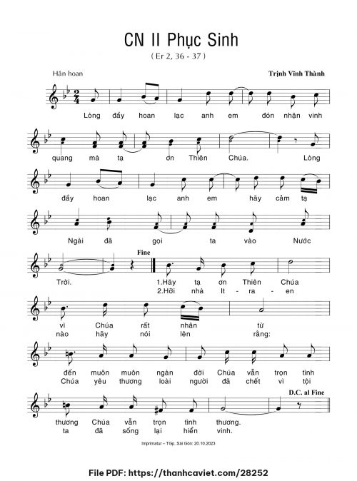 Chúa Nhật 2 Phục Sinh - Trịnh Vĩnh Thành - trang 1