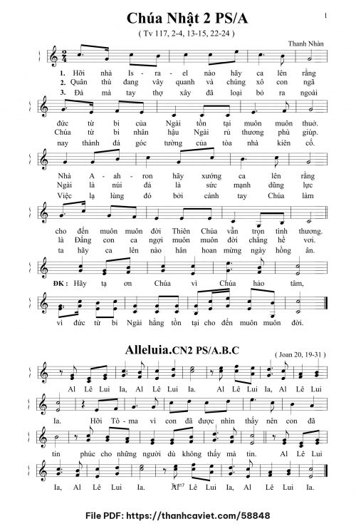 Chúa Nhật 2 Phục Sinh năm A - Thanh Nhàn - trang 1