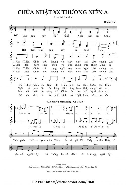 Chúa Nhật 20 Thường Niên A - Hoàng Đan - trang 1