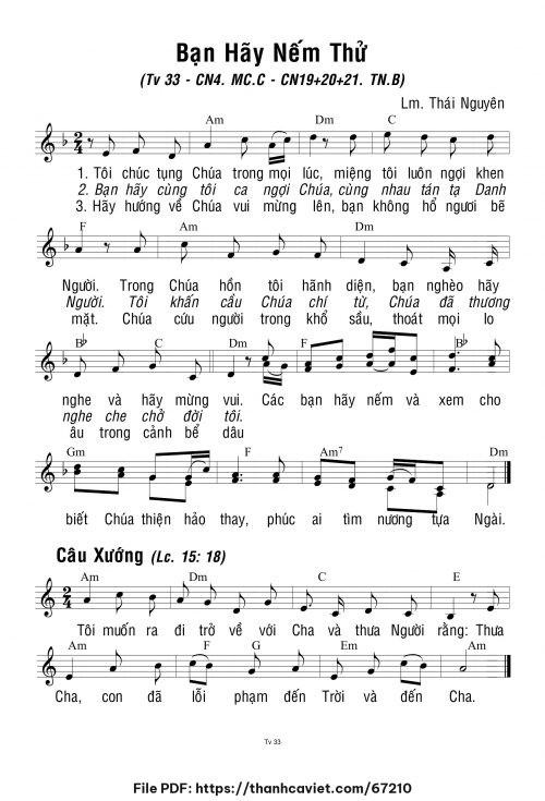 Chúa Nhật 20 Thường Niên năm B - Lm. Thái Nguyên - trang 1