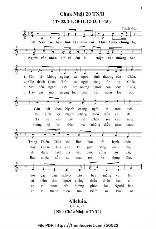 Chúa Nhật 20 Thường Niên năm B - Thanh Nhàn - trang 1