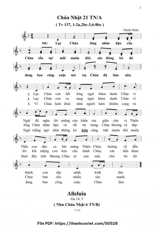 Chúa Nhật 21 Thường Niên năm A - Thanh Nhàn - trang 1