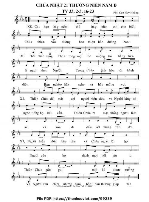 Chúa Nhật 21 Thường Niên năm B - Cao Huy Hoàng - trang 1