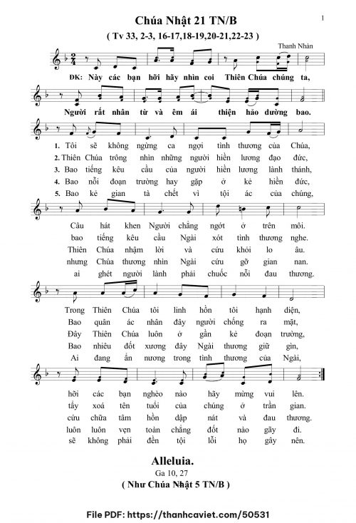 Chúa Nhật 21 Thường Niên năm B - Thanh Nhàn - trang 1