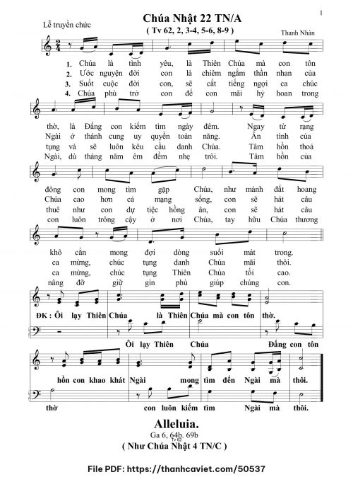 Chúa Nhật 22 Thường Niên năm A - Thanh Nhàn - trang 1