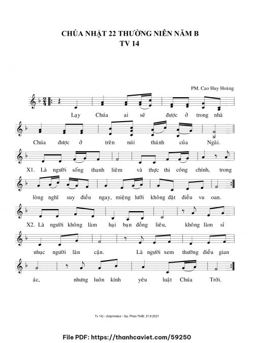 Chúa Nhật 22 Thường Niên năm B - Cao Huy Hoàng - trang 1