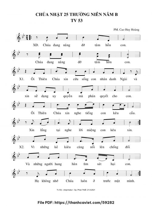 Chúa Nhật 25 Thường Niên năm B - Cao Huy Hoàng - trang 1